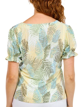 Thumbnail 3: Coral Bay Petite Short Sleeve Button Foil Top 
