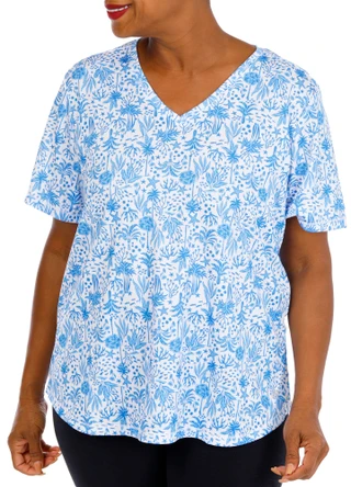 Thumbnail 1: REEL LEGENDS Plus Freeline Short Sleeve V-Neck Outdoor Top 