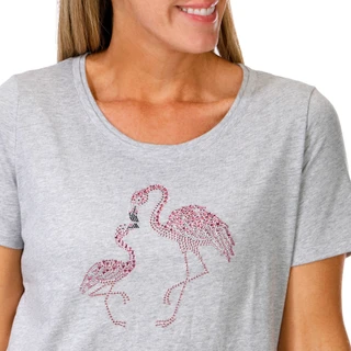 Thumbnail 3: Coral Bay Petite Scoop Flamingo Duo Bling Tee 