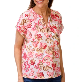 Thumbnail 1: Coral Bay Petite Short Sleeve Henley Waffle Top 