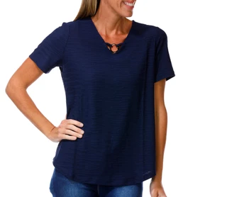 Thumbnail 1: Coral Bay Petite Split Neck Knit Tee 