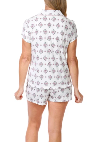 Thumbnail 3: Laura Ashley Women's Ribbed Short Sleeve Top and Short Sleep Set 