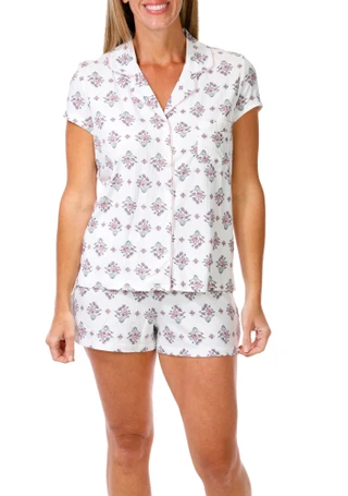 Thumbnail 1: Laura Ashley Women's Ribbed Short Sleeve Top and Short Sleep Set 