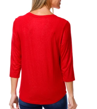 Thumbnail 3: Coral Bay Women's Scoop Neck Christmas Tree Bling Tee 
