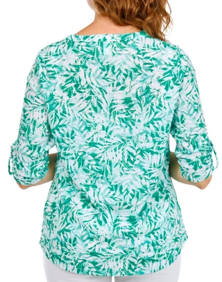 Thumbnail 4: Coral Bay Petite 3Q Sleeve Henley Waffle Top 