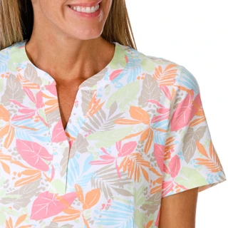 Thumbnail 2: Coral Bay Petite 2-Button Placket Henley Print Tee 