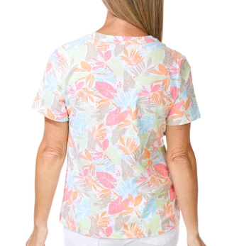 Thumbnail 3: Coral Bay Petite 2-Button Placket Henley Print Tee 