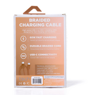 Thumbnail 2: tech 10 ft USB-C to USB-C Braided Charging Cable 