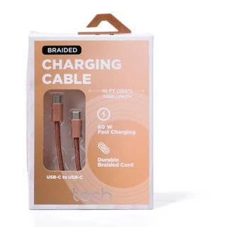 Thumbnail 1: tech 10 ft USB-C to USB-C Braided Charging Cable 