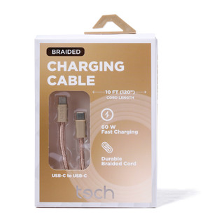 Thumbnail 1: tech 10 ft USB-C to USB-C Braided Charging Cable 