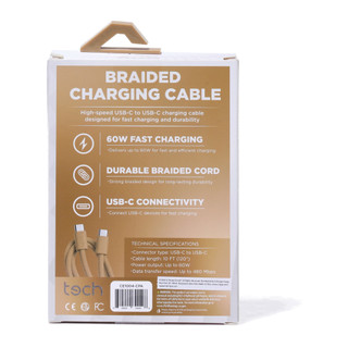 Thumbnail 2: tech 10 ft USB-C to USB-C Braided Charging Cable 
