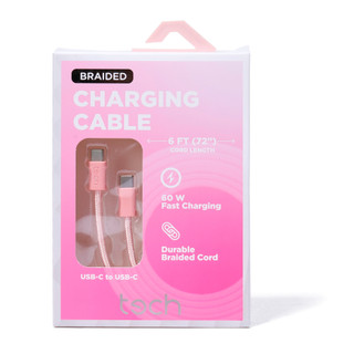 Thumbnail 1: tech 6 ft USB-C to USB-C Braided Charging Cable 