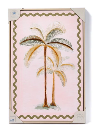 Thumbnail 1: Hammock & Harbor 16x24 Palm Trees with Rick Rack Border Framed Wall Art 