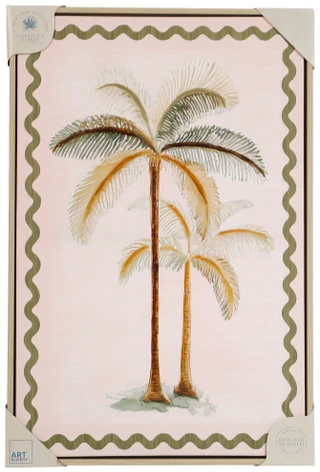 Thumbnail 1: Hammock & Harbor 16x24 Palm Trees with Rick Rack Border Framed Wall Art 