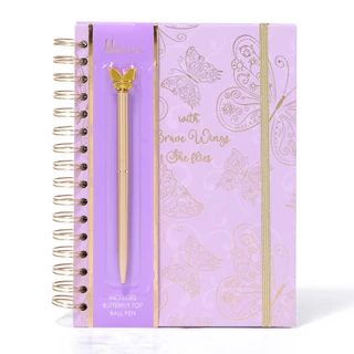Thumbnail 1: Lila Grace 2 Pc Butterfly Print Spiral Journal & Pen Set 