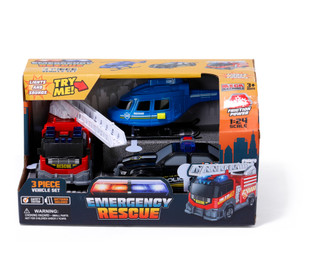 Thumbnail 1: Brooklyn Lollipop 3 Pc Lights & Sounds Emergency Rescue Vehicle Set 