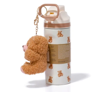 Thumbnail 2: A little obsessed 16 oz Stainless Steel Water Bottle w/ Bear Keychain 