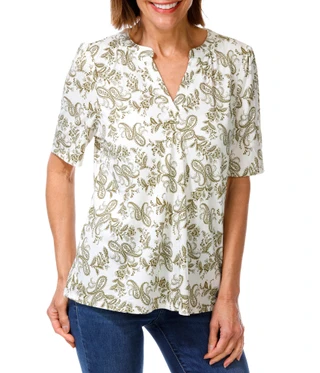 Thumbnail 1: PerSeption Women's Paisley Print Top 