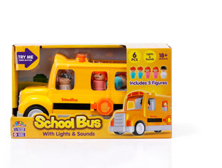 Thumbnail 1: Brooklyn Lollipop 6 Pc School Bus with Lights & Sounds Play Set 