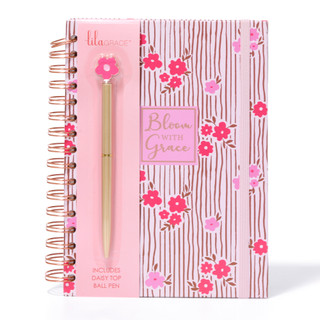 Thumbnail 1: Lila Grace 2 Pc Floral Print Spiral Notebook & Pen Set 
