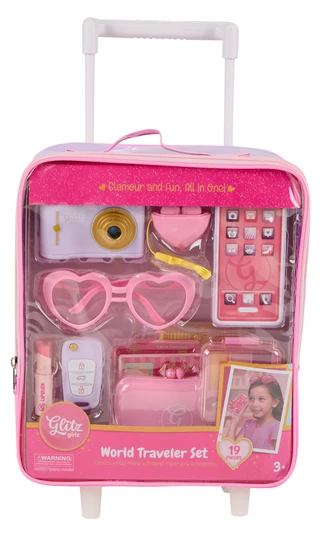 Thumbnail 1: Glitz Girlz 19 Pc LED World Traveler Playset with Rolling Carry Case 