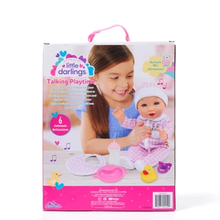 Thumbnail 2: New Adventures 7 Pc Little Darlings Talking Playtime Doll & Feeding Set 