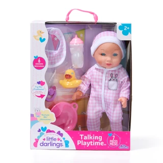 Thumbnail 1: New Adventures 7 Pc Little Darlings Talking Playtime Doll & Feeding Set 
