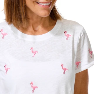 Thumbnail 3: Philosophy Women's Short Sleeve Embroidered Flamingo Tee 