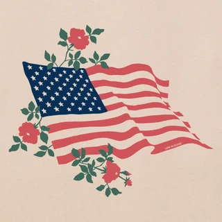 Thumbnail 2: Life is Good Women's Red Rose American Flag Tee 