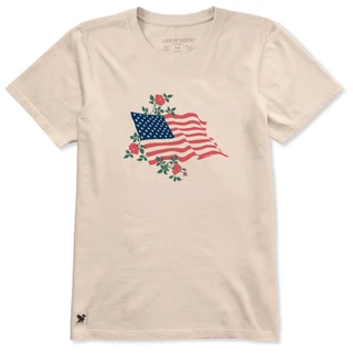 Thumbnail 1: Life is Good Women's Red Rose American Flag Tee 