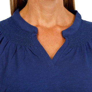 Thumbnail 3: Lands End Women's 3Q Sleeve Smocked Slub Top 