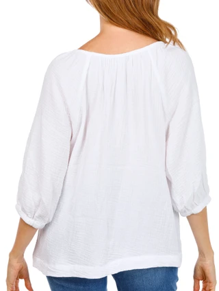 Thumbnail 2: Lands End Women's Short Sleeve Scoop Peasant Top 