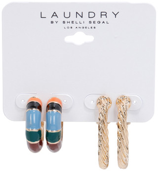 Thumbnail 1: Laundry Women's 2 Pk Gold Tone Hoop Earrings 