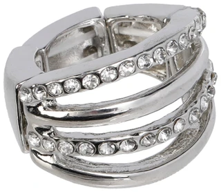 Thumbnail 2: Laundry Women's Silver Layered Crystal Ring 