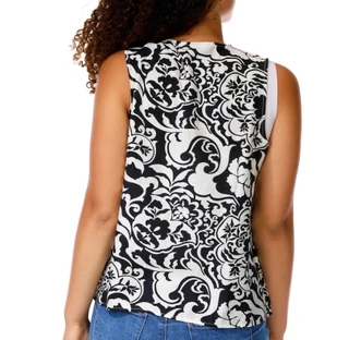 Thumbnail 2: Kaktus Couture Petite Sleeveless Novelty Trim Top 