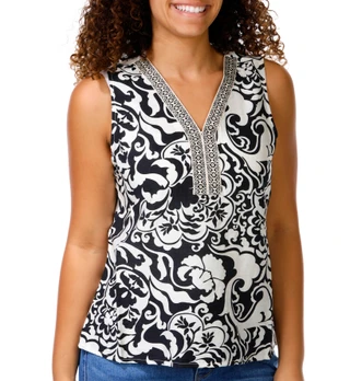 Thumbnail 1: Kaktus Couture Petite Sleeveless Novelty Trim Top 