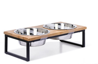Thumbnail 2: Oriental Trimmings  Pet Wooden Diner w/ Two Bowls  