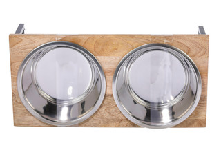 Thumbnail 3: Oriental Trimmings  Pet Wooden Diner w/ Two Bowls  