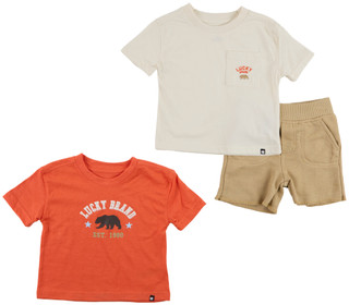 Thumbnail 1: Lucky Brand Baby Boy's 3 Pc Bear Shirt Short Set 
