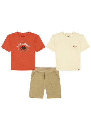 Thumbnail 2: Lucky Brand Baby Boy's 3 Pc Bear Shirt Short Set 