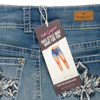 Thumbnail 3: GEMMA RAE Juniors Cross Bling Back Fray Hem Shorts 