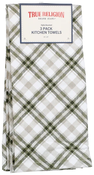 Thumbnail 1: True Religion 3 Pk Andres Plaid Kitchen Towels  