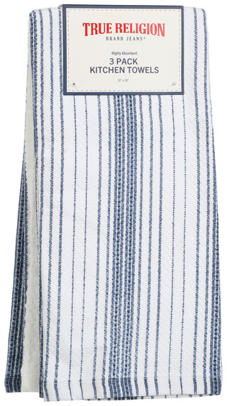 Thumbnail 1: True Religion 3 Pk Striped Kitchen Towels 