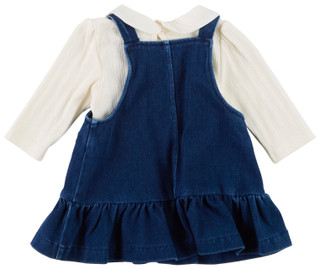 Thumbnail 2: Little Me Baby Girls 2 Pc Floral Denim Jumper Set 