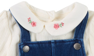 Thumbnail 3: Little Me Baby Girls 2 Pc Floral Denim Jumper Set 
