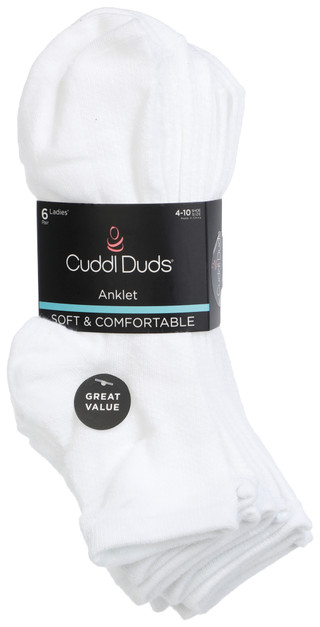 Thumbnail 1: Cuddl Duds 6 Pk Women's Anklet Socks  