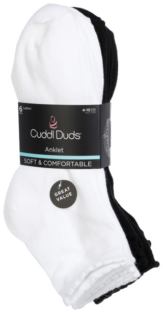 Thumbnail 1: Cuddl Duds 6 Pk Women's Scalloped Anklet Socks  