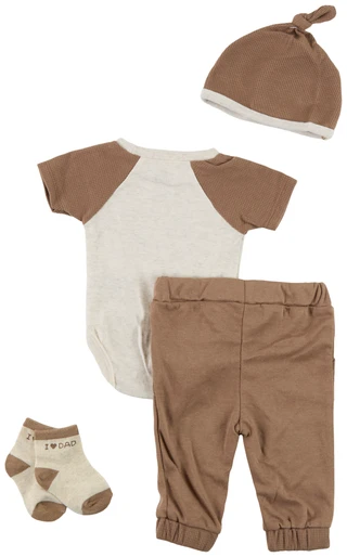 Thumbnail 2: Baby Essentials Baby Boys 4 Pc Just Like Dad Bodysuit Set 