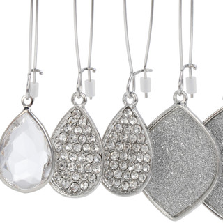 Thumbnail 2: Nicole Miller Women's 3 Pk Silver Tone Dangle Earrings 