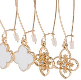 Thumbnail 2: Nicole Miller Women's 3 Pk White Clover Drop Earrings 